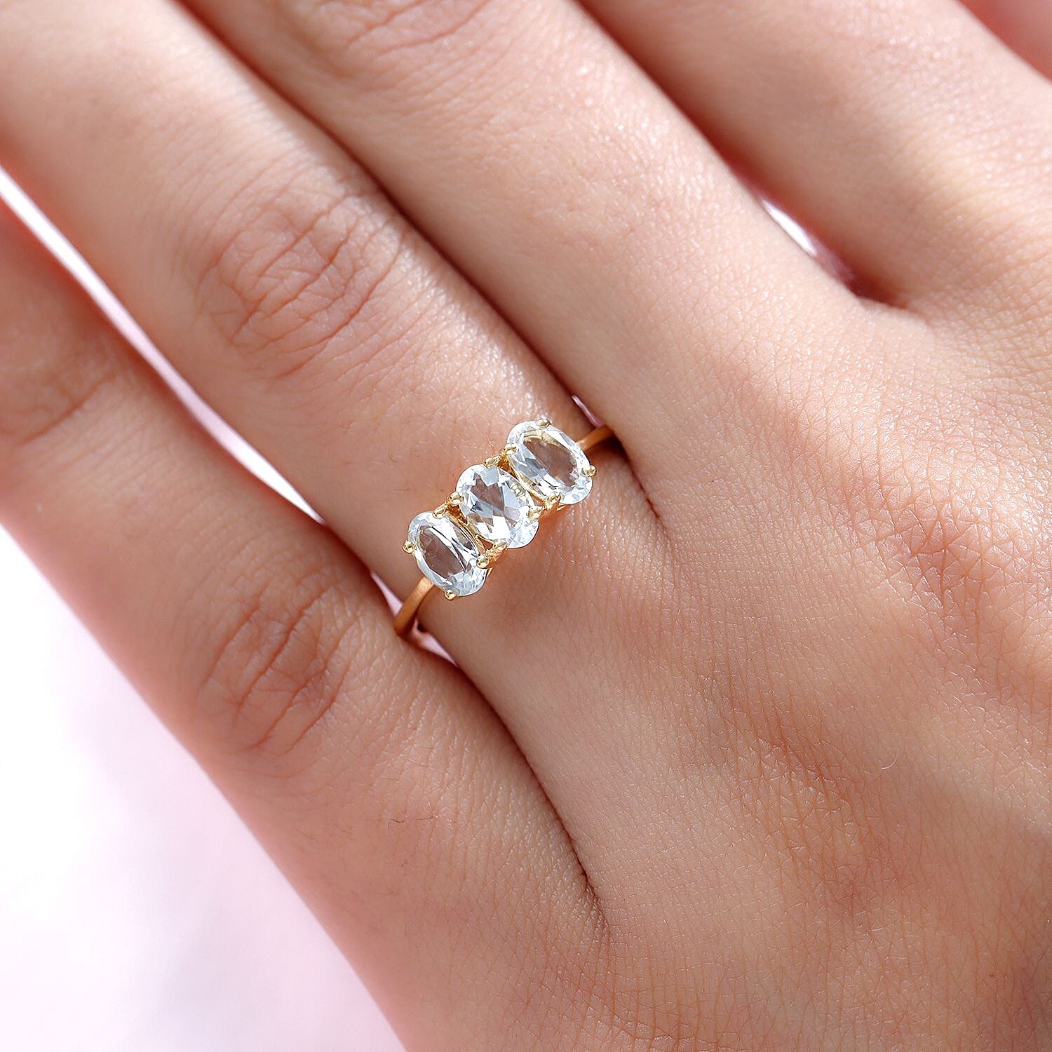 Aquamarine Trilogy Ring in Sterling Silver