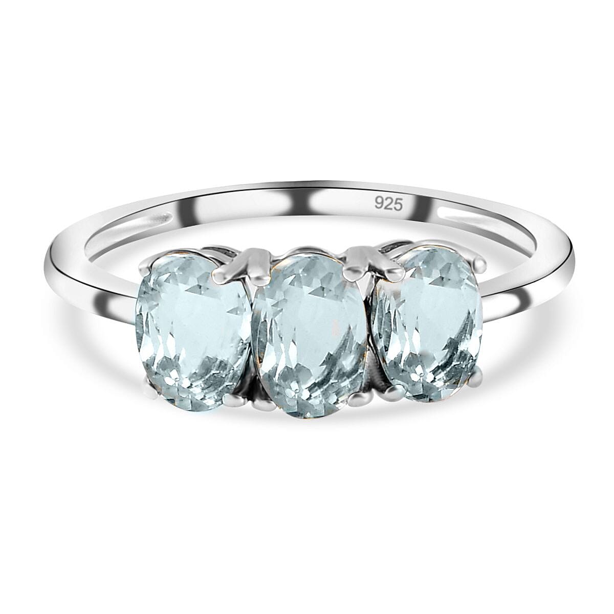Aquamarine Trilogy Ring in Sterling Silver