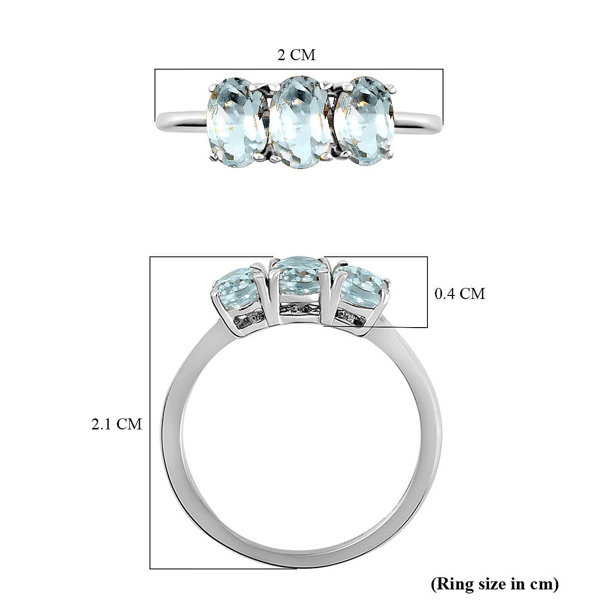 Aquamarine Trilogy Ring in Sterling Silver