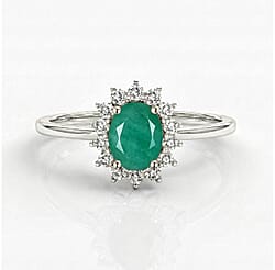 Designer Inspired Birthstone Halo Ring in Sterling Silver