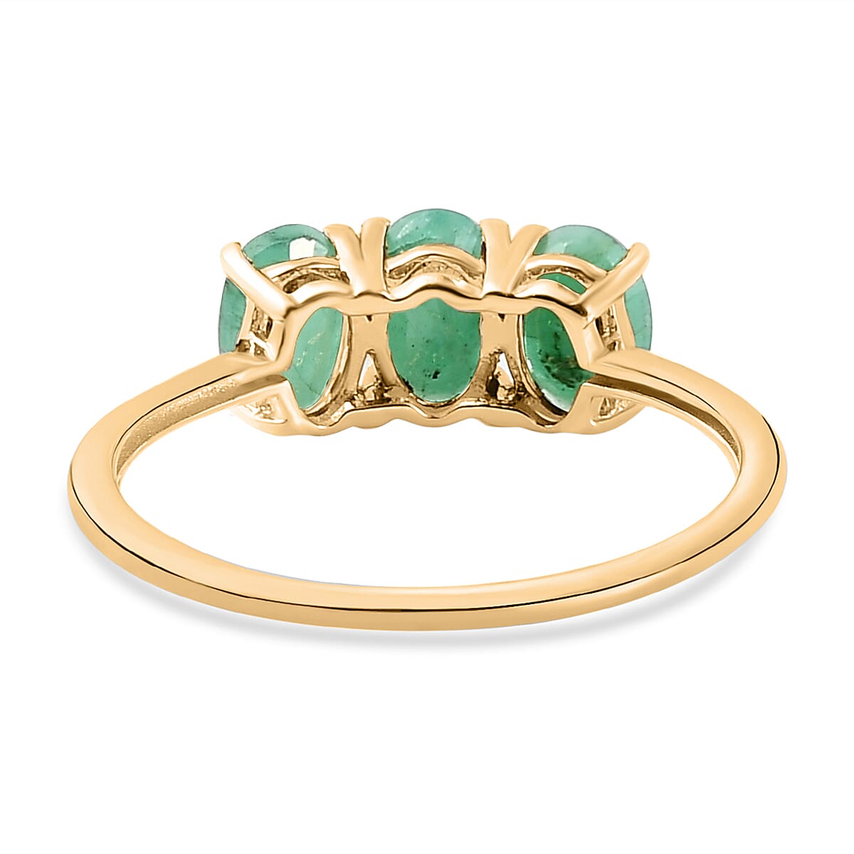 Emerald Trilogy Ring in 18K Yellow Gold Vermeil Plated Sterling Silver 1.40 Ct.