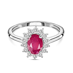 Designer Inspired Birthstone Halo Ring in Sterling Silver