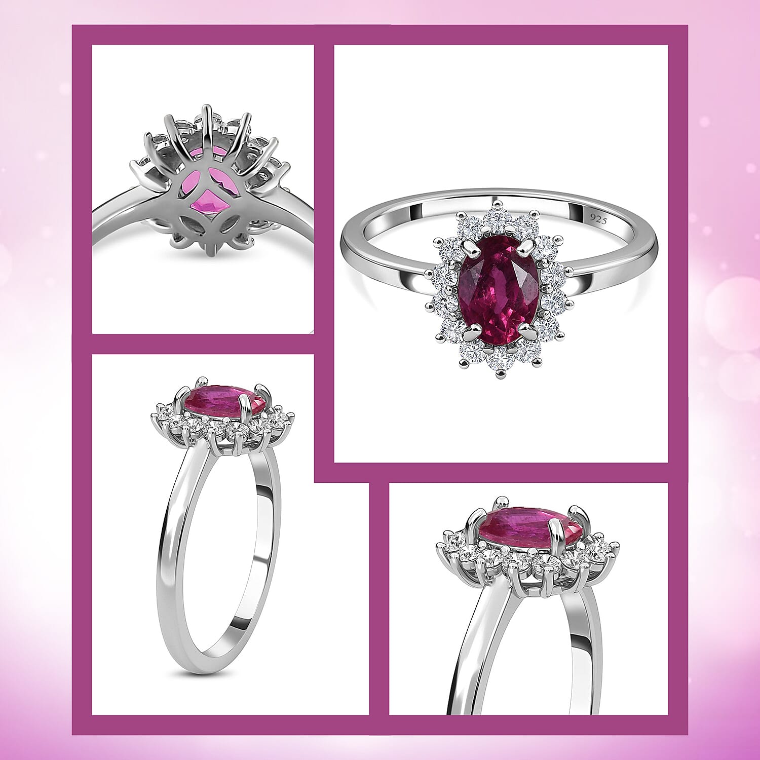 Princess Diana Inspired Halo Ring in Sterling Silver Princess Diana Inspired Halo Ring in Sterling Silver