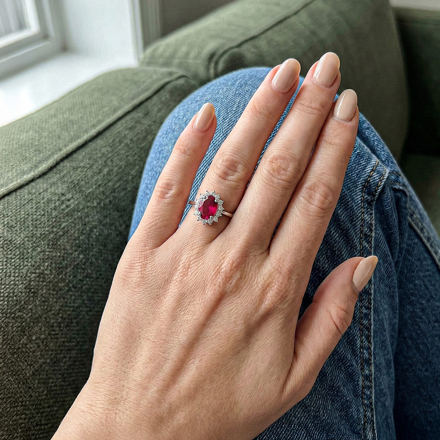 Princess Diana Inspired Halo Ring in Sterling Silver