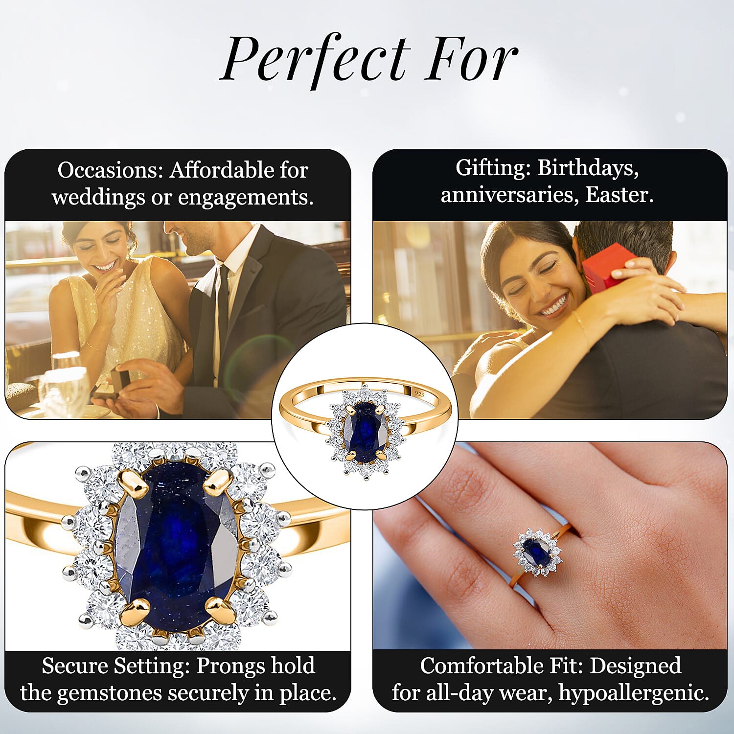 Princess Diana Inspired Halo Ring in Sterling Silver