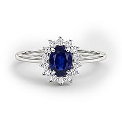 Designer Inspired Birthstone Halo Ring in Sterling Silver