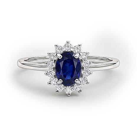 Masoala Sapphire (FF) and Natural Cambodian Zircon Ring in Platinum Overlay Sterling Silver 1.64 Ct.