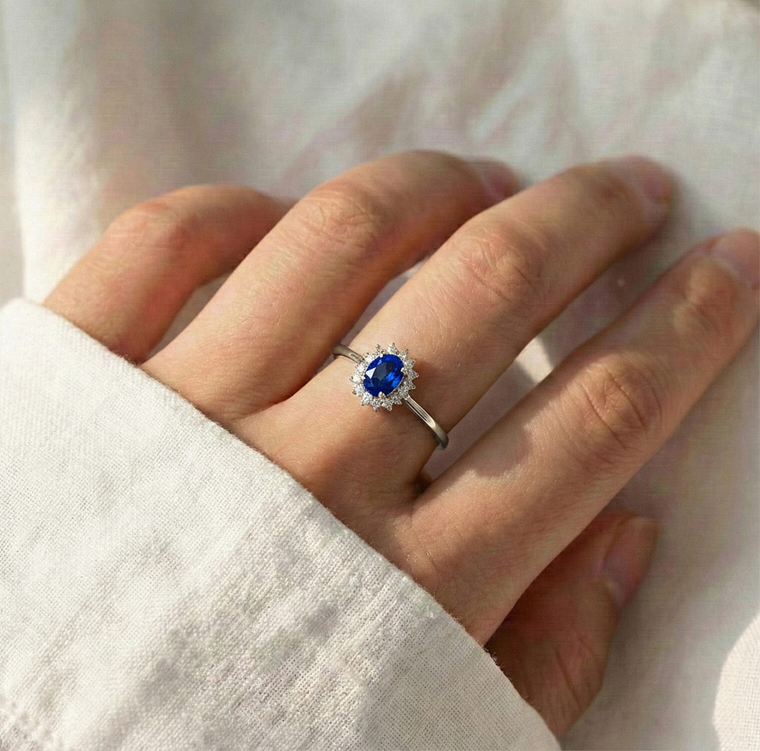 Princess Diana Inspired Halo Ring in Sterling Silver