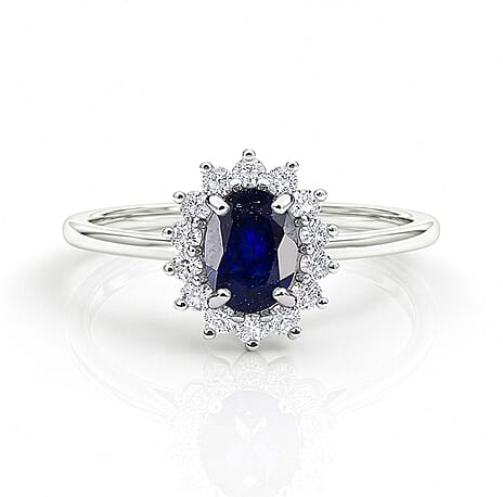 Masoala Sapphire (FF) and Natural Cambodian Zircon Ring in Platinum Overlay Sterling Silver 1.64 Ct.