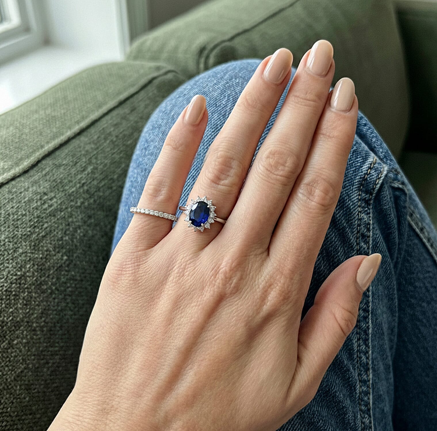 Princess Diana Inspired Halo Ring in Sterling Silver