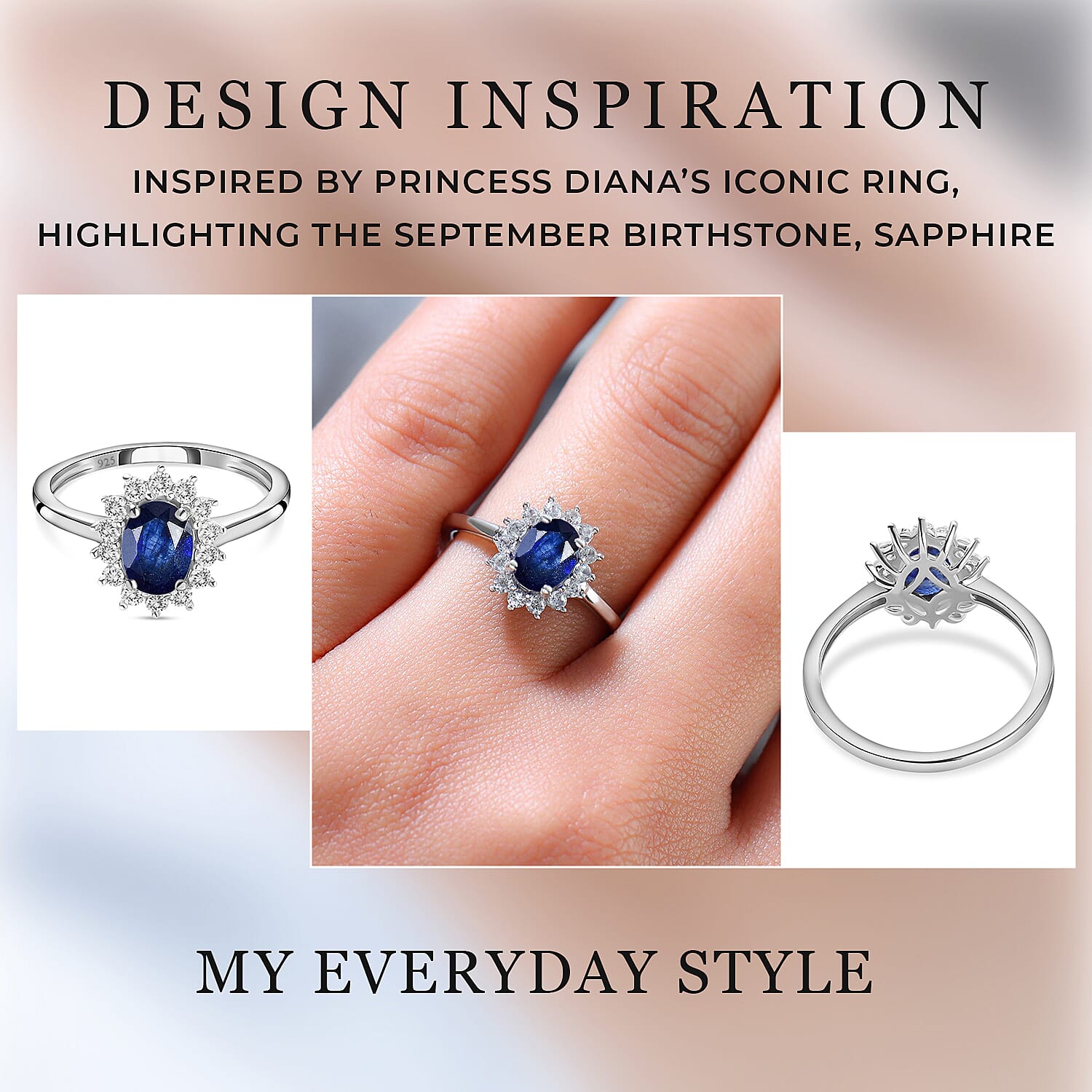 Princess Diana Inspired Halo Ring in Sterling Silver