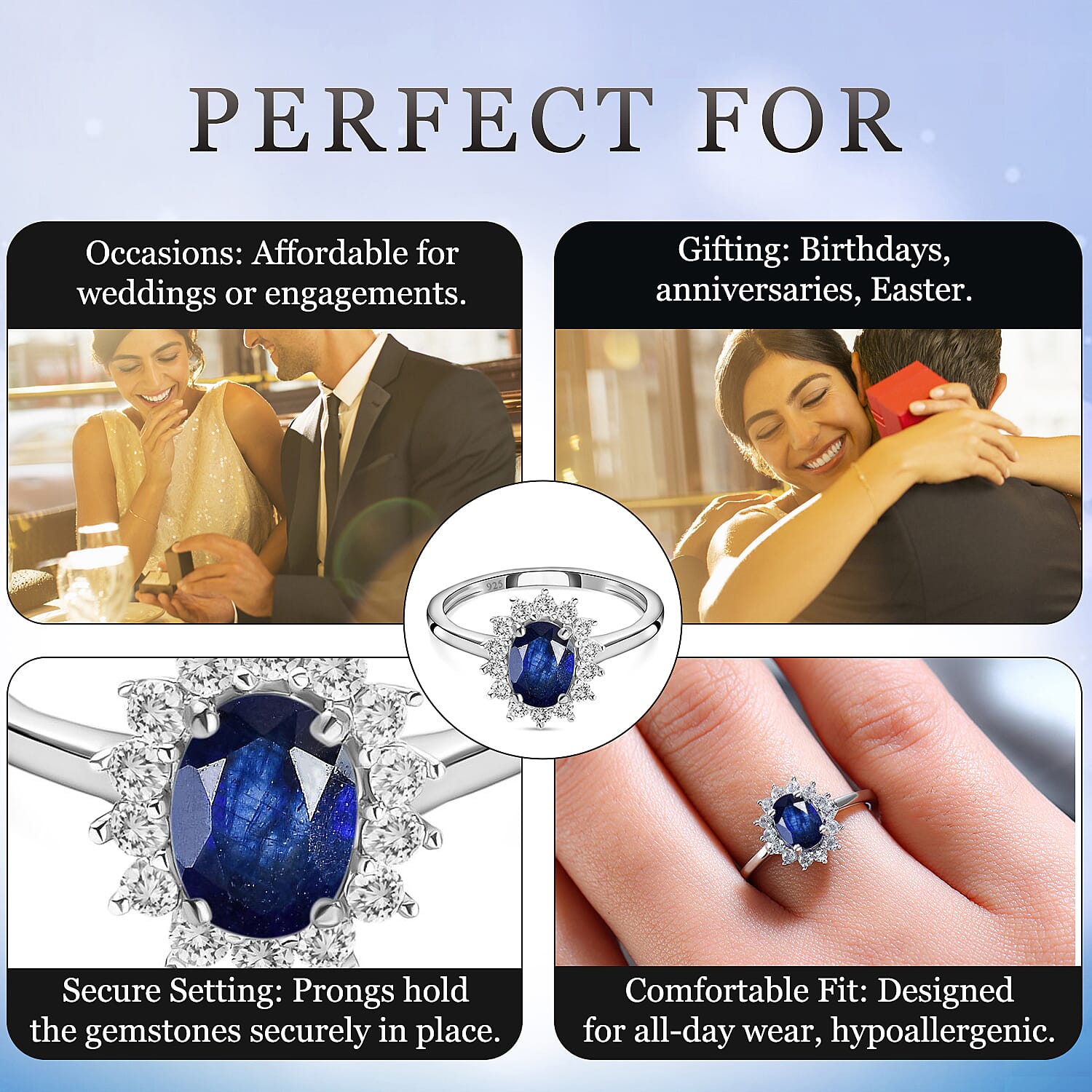 Princess Diana Inspired Halo Ring in Sterling Silver