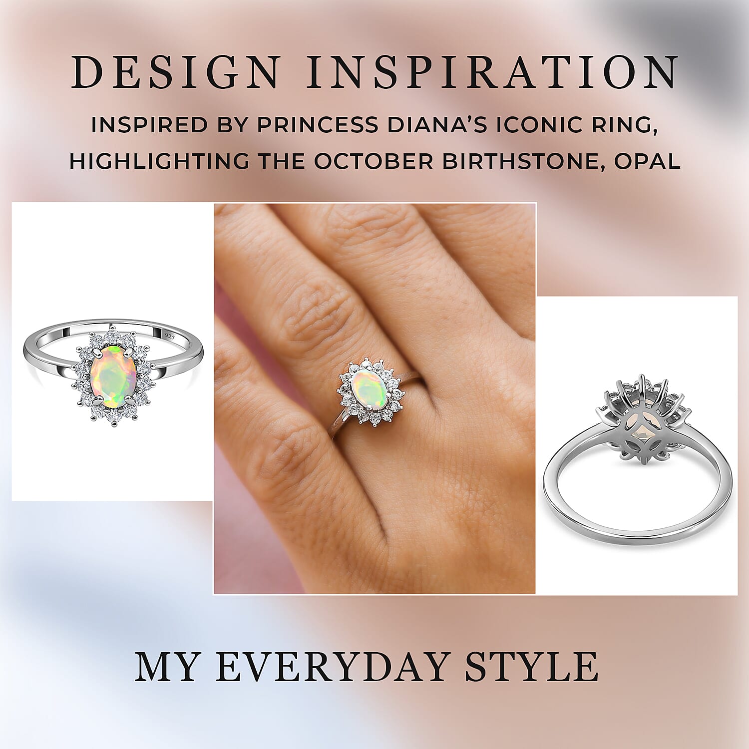 Princess Diana Inspired Halo Ring in Sterling Silver