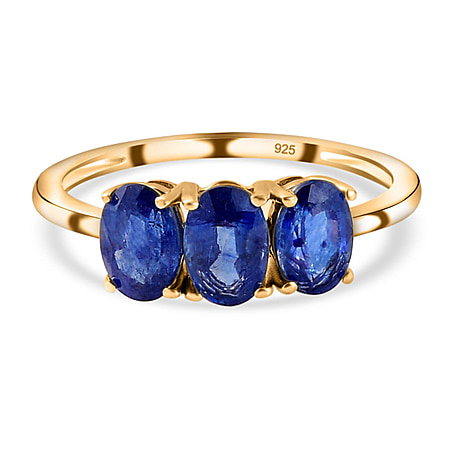 Masoala Sapphire Trilogy Ring in 18K Yellow Gold Vermeil Over Sterling Silver 1.95 Ct.