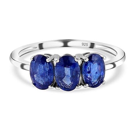 Masoala Sapphire (FF) Trilogy Ring in Platinum Overlay Sterling Silver 1.75 Ct.