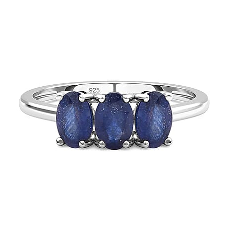 Masoala Sapphire (FF) Trilogy Ring in Platinum Overlay Sterling Silver 1.75 Ct.