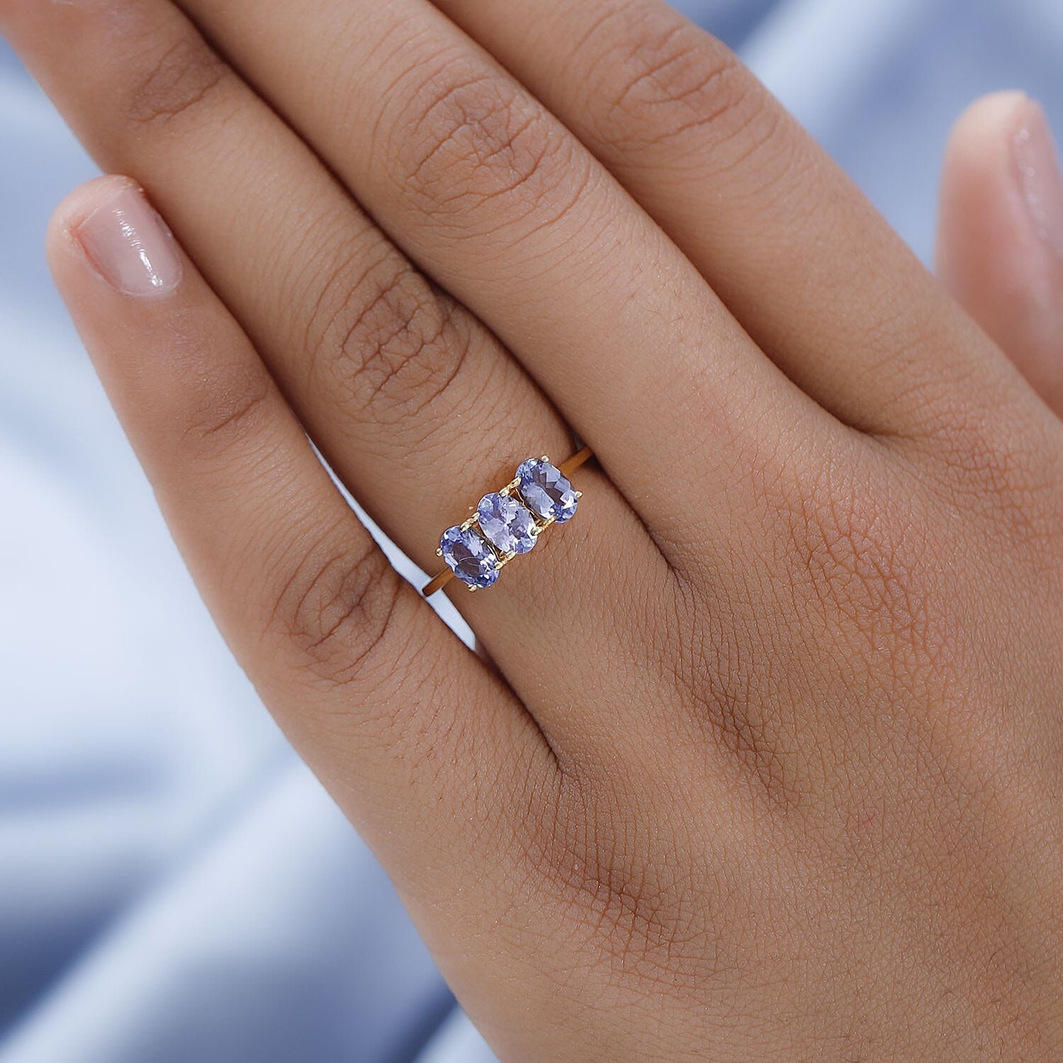 Tanzanite Trilogy Ring in Sterling Silver