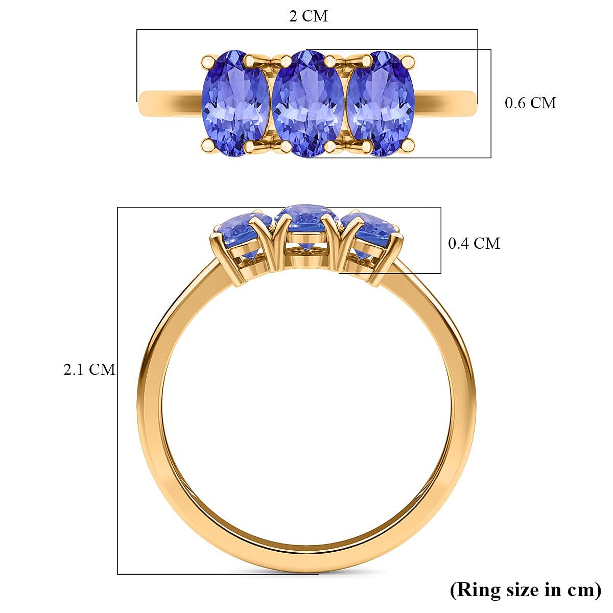 Tanzanite Trilogy Ring in Sterling Silver