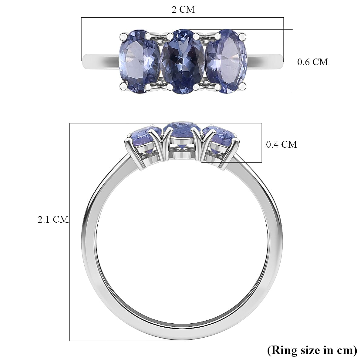 Tanzanite Trilogy Ring in Sterling Silver