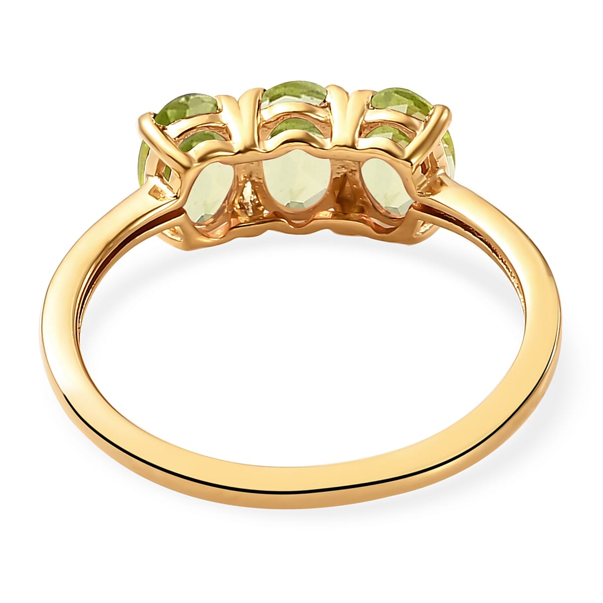Hebei Peridot Trilogy Ring in 14K Gold Overlay Sterling Silver 1.45 Ct.