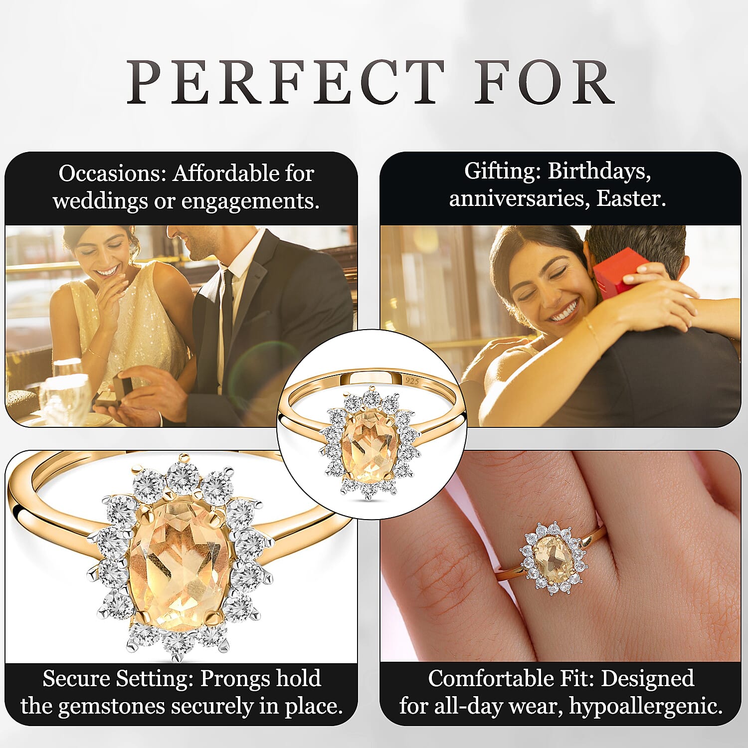 Princess Diana Inspired Halo Ring in Sterling Silver