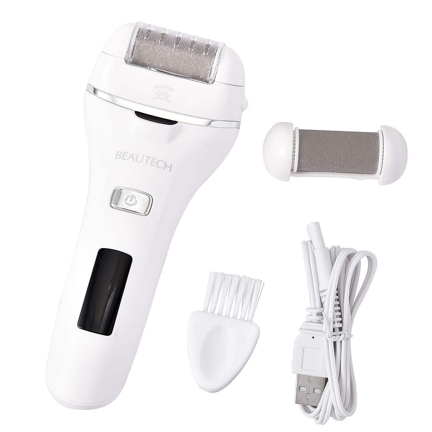 Beautech Rechargeable Wet or Dry Callus Remover (Inbuilt 1200mAh Lithium Battery) - White (360 Degree Rotation)