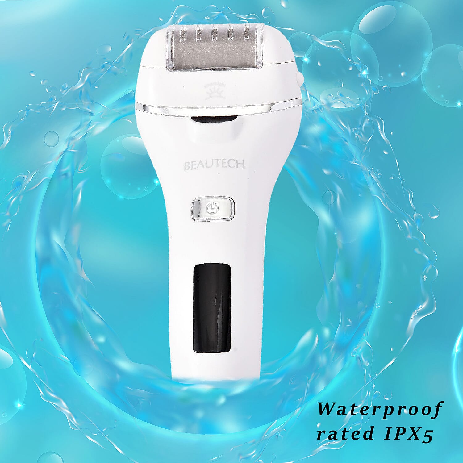 Beautech Rechargeable Wet or Dry Callus Remover (Inbuilt 1200mAh Lithium Battery) - White (360 Degree Rotation)