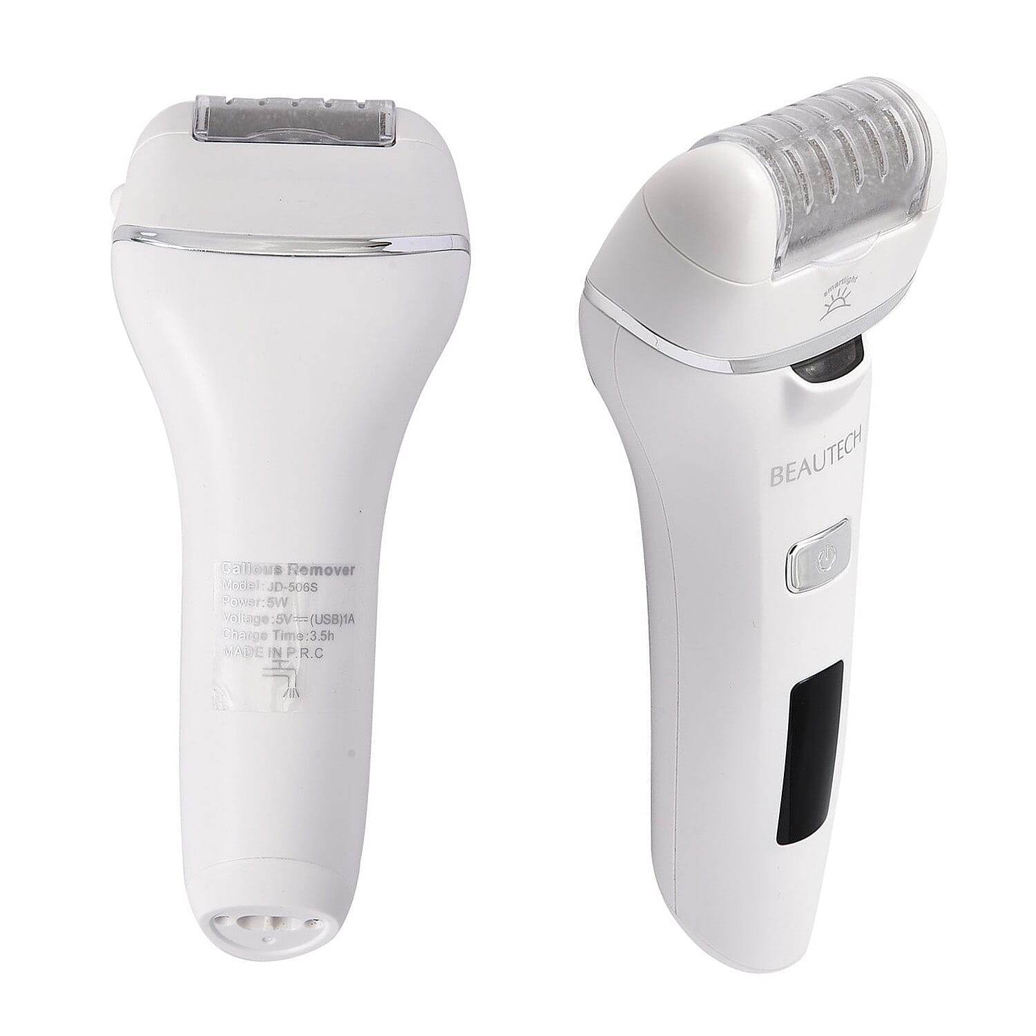 Beautech Rechargeable Wet or Dry Callus Remover (Inbuilt 1200mAh Lithium Battery) - White (360 Degree Rotation)