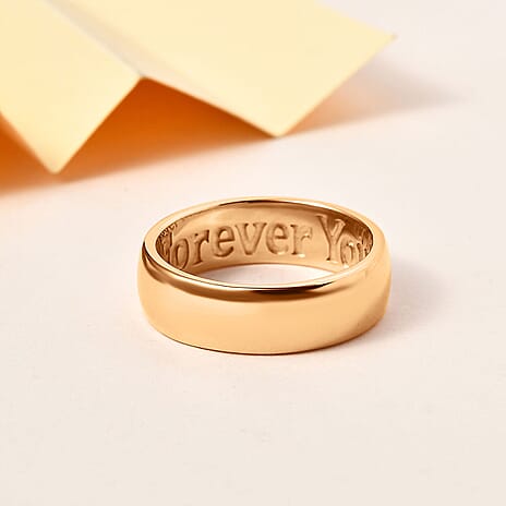 18K Vermeil Yellow Gold Plated Sterling Silver Forever You Engraved Band Ring
