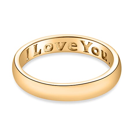 18K Vermeil Yellow Gold Plated Sterling Silver I Love You Engraved Band Ring