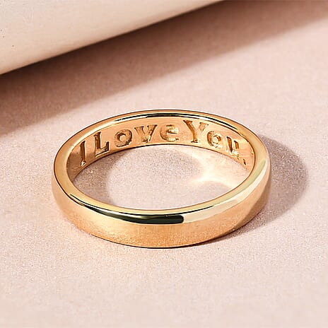 18K Vermeil Yellow Gold Plated Sterling Silver I Love You Engraved Band Ring