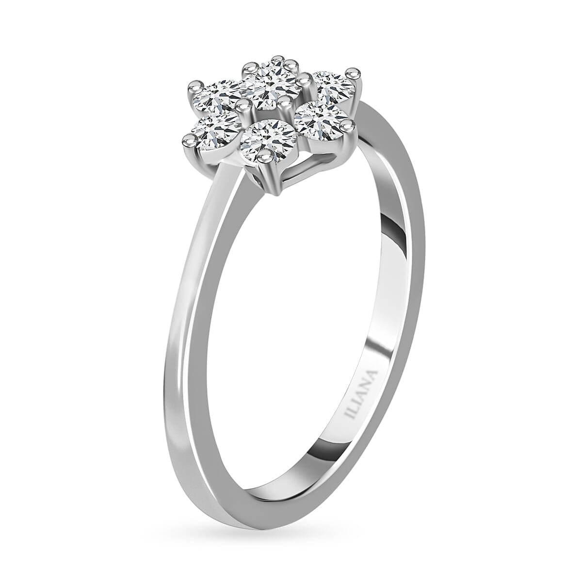 ILIANA 18K White Gold IGI Certified Diamond (SI-G-H) Floral Ring 0.50 Ct.