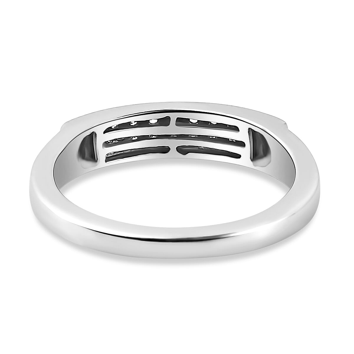 RHAPSODY 950 Platinum IGI Certified Diamond (VS-E-F) Double Row Half Eternity Ring 0.15 Ct, Platinum Wt. 5.68 Gms