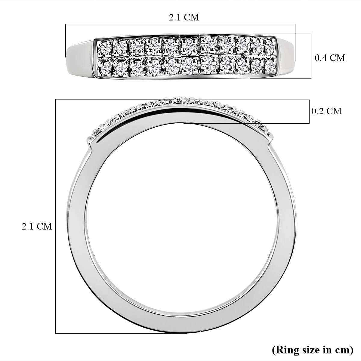 RHAPSODY 950 Platinum IGI Certified Diamond (VS-E-F) Double Row Half Eternity Ring 0.15 Ct, Platinum Wt. 5.68 Gms