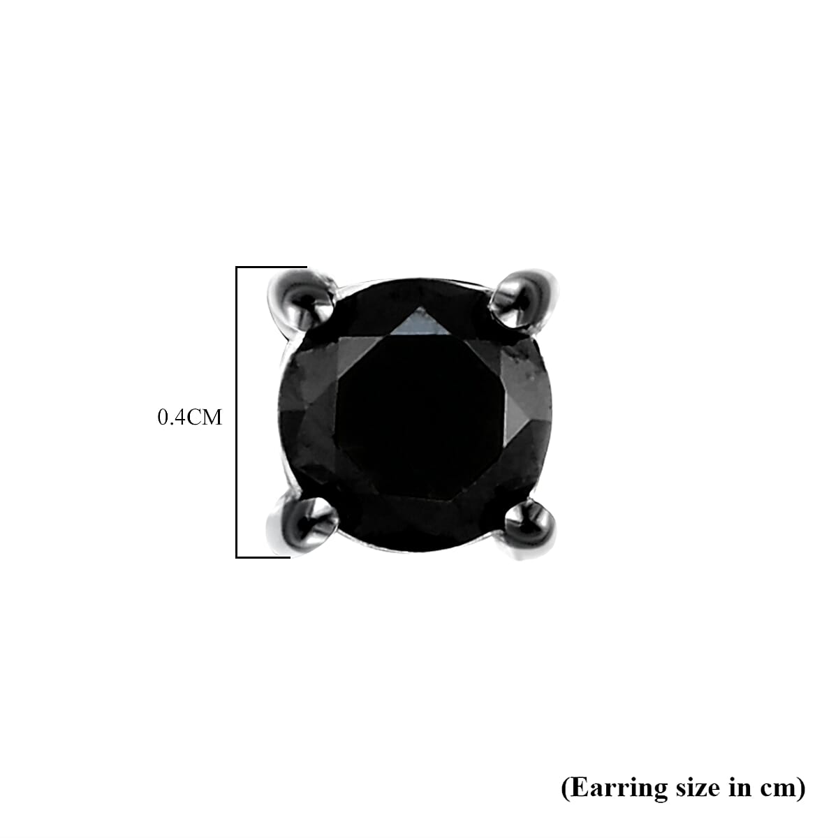 Black Diamond Stud Earrings (With Push Back) in Platinum Overlay Sterling Silver 0.54 Ct.