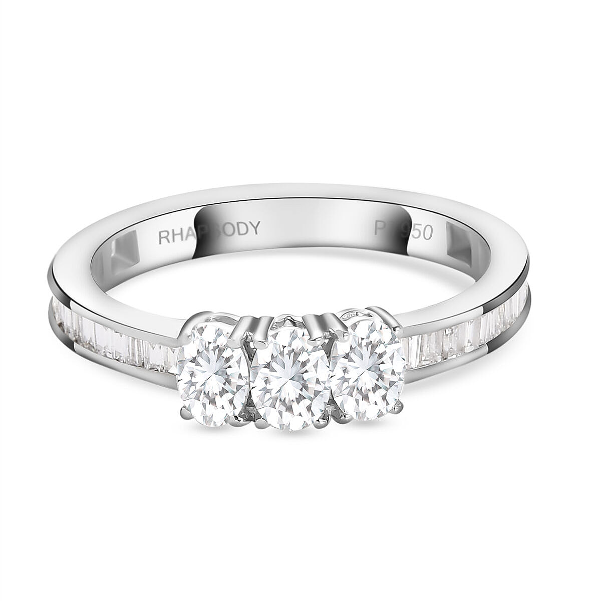 RHAPSODY 950 Platinum Trilogy Ring with IGI Certified VS/E-F White Diamond 1.00 Carat