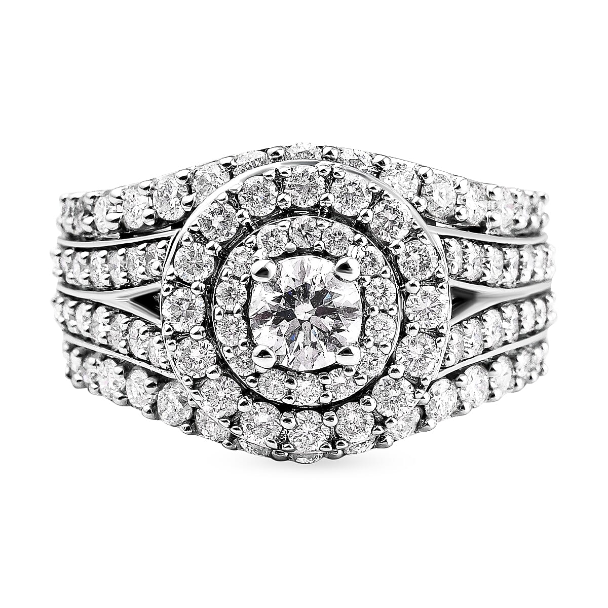 NY Close Out Deal- 14K White Gold White Diamond (SI-I1/G-H) (Center Dia. 0.40 Ct) and Blue Diamond (I2) Cluster Ring 2.00 Ct, Gold Wt. 6.85 Gms