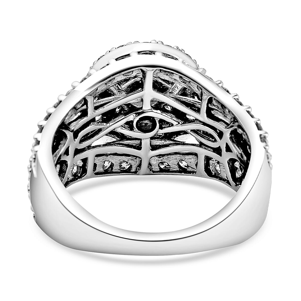 NY Close Out Deal- 14K White Gold White Diamond (SI-I1/G-H) (Center Dia. 0.40 Ct) and Blue Diamond (I2) Cluster Ring 2.00 Ct, Gold Wt. 6.85 Gms