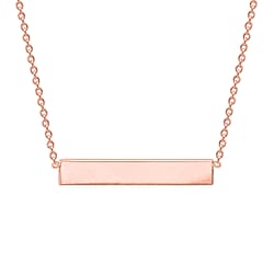 9K Rose Gold 22mm x 3mm Horizontal Bar Adjustable Necklace 16 Inch to 17 Inch