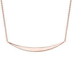 9K Rose Gold 41mm x 3mm Curved Bar Adjustable Necklace 16 Inch to 17 Inch