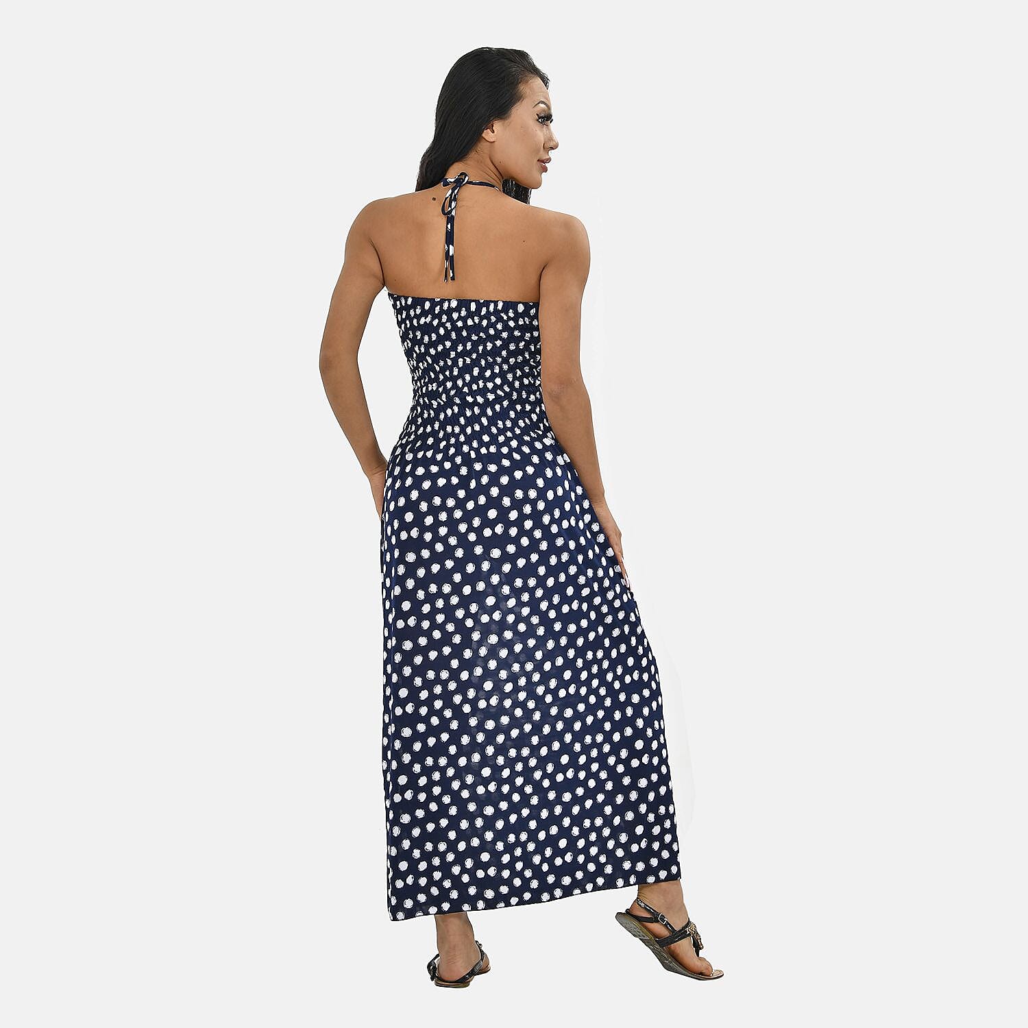 Tamsy Polka Dots Print Smock Dress (One Size, 8-18) - Light Blue