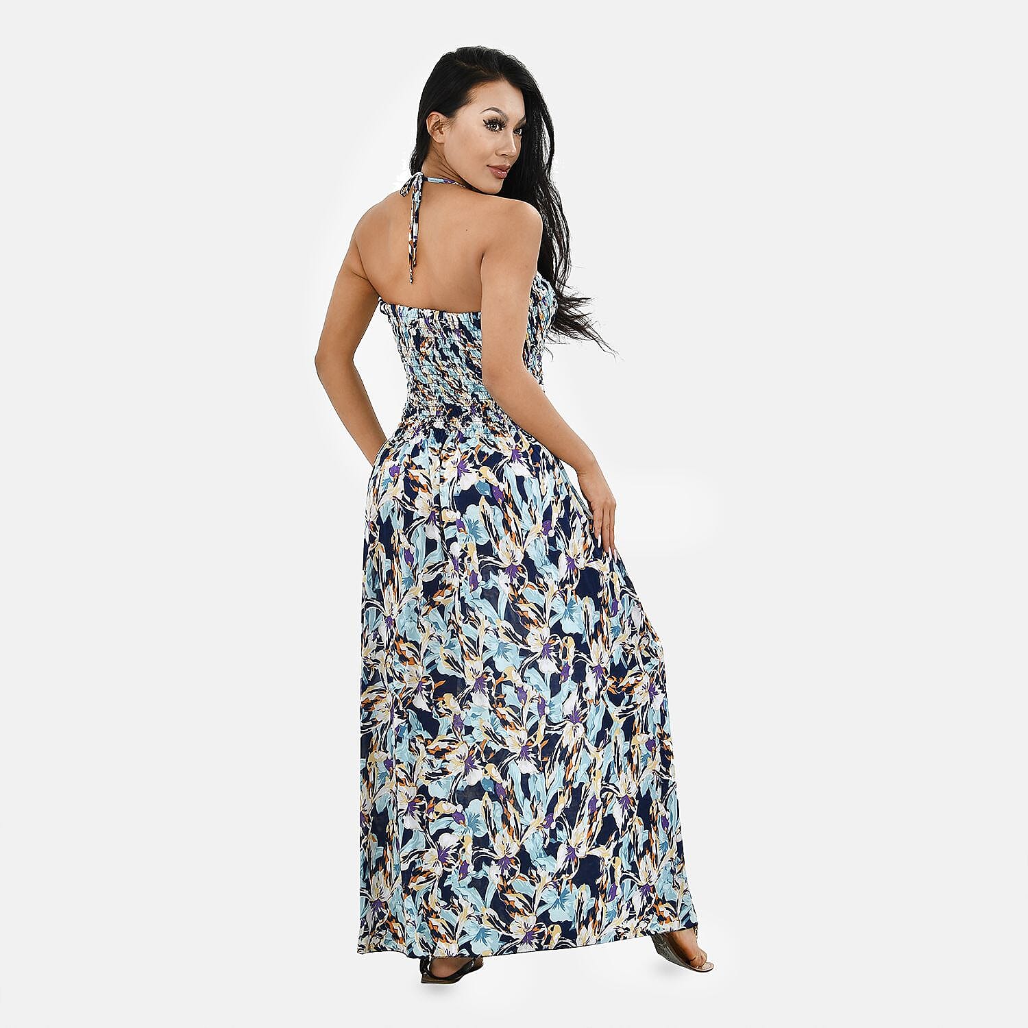 Tamsy Polka Dots Print Smock Dress (One Size, 8-18) - Light Blue