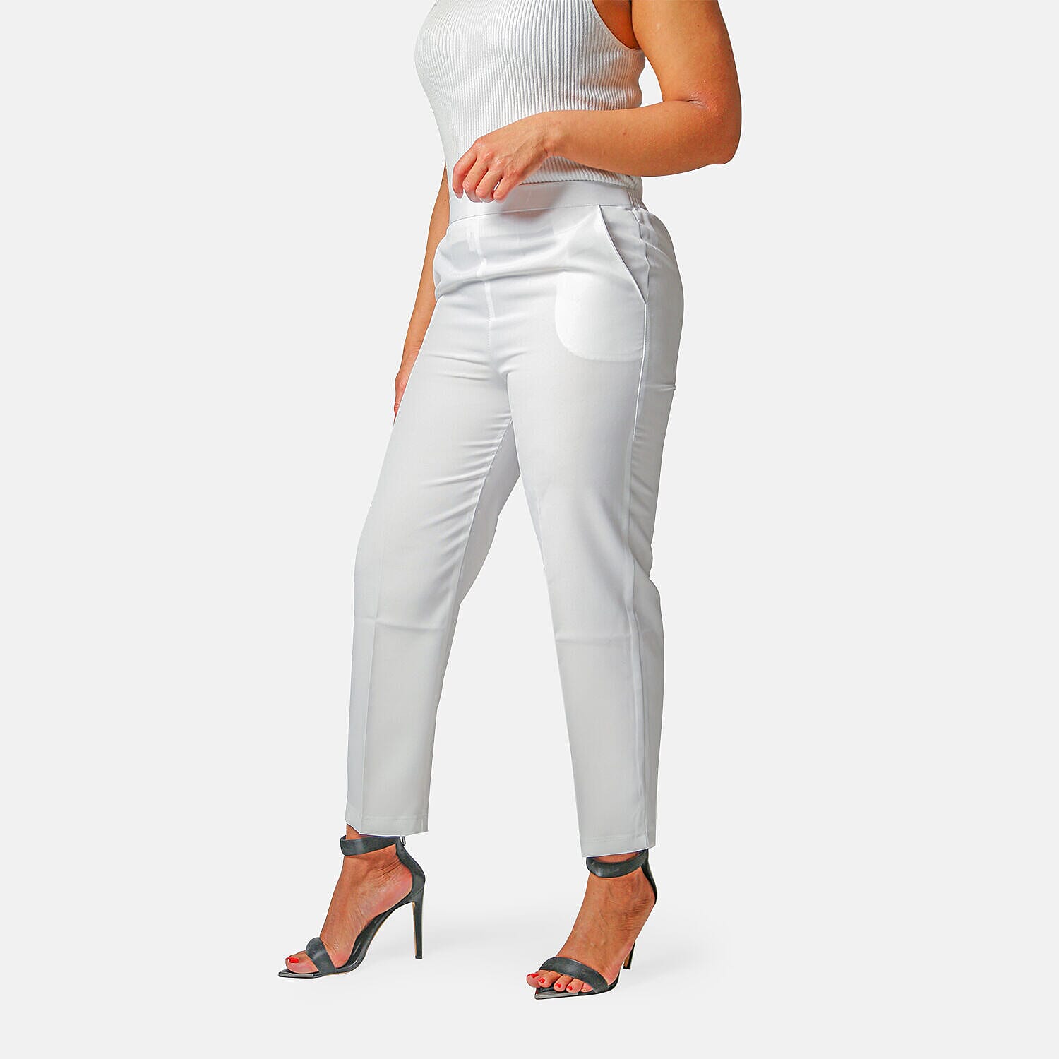 Emma Bi-Stretch Trousers (Size 18, Leg Length 25 inch) - White