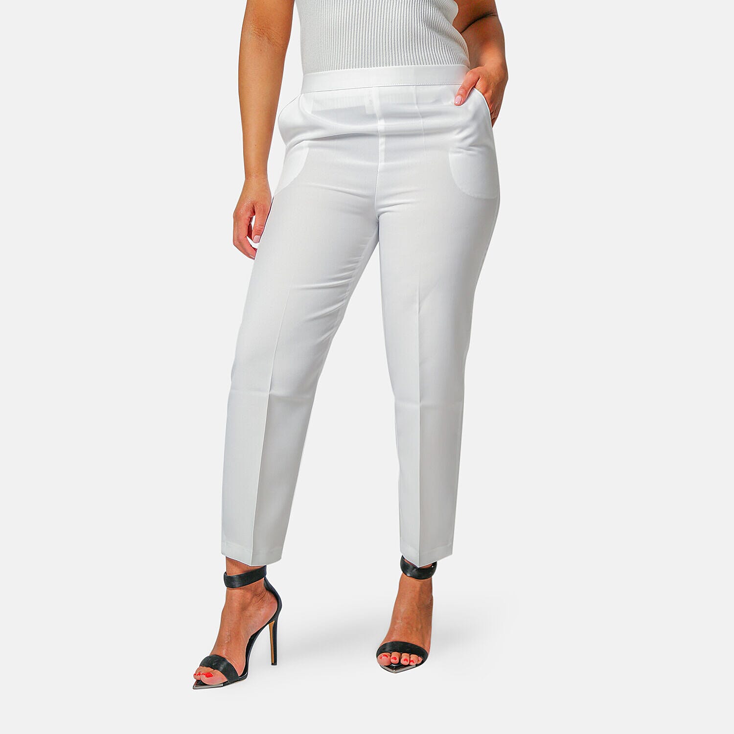 Emma Bi-Stretch Trousers (Size 18, Leg Length 25 inch) - White