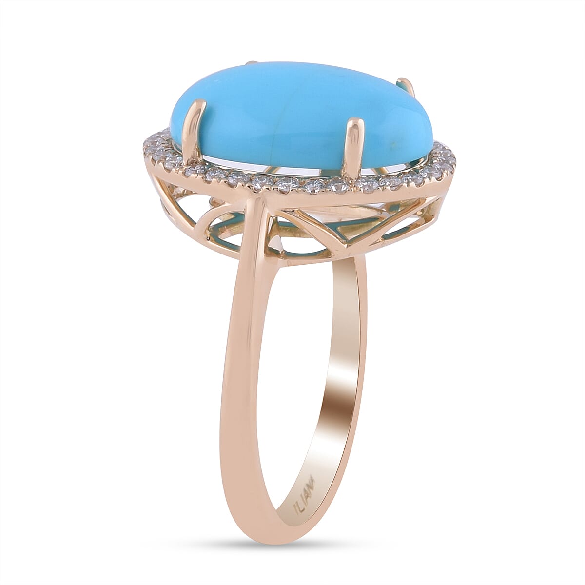 ILIANA 18K Yellow Gold Arizona Sleeping Beauty Turquoise and Diamond Ring 4.30 Ct.