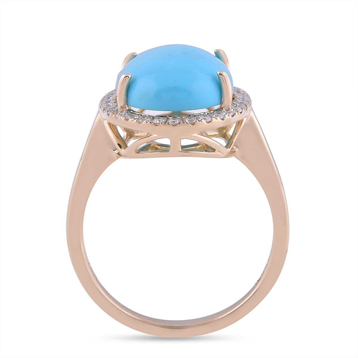 ILIANA 18K Yellow Gold Arizona Sleeping Beauty Turquoise and Diamond Ring 4.30 Ct.