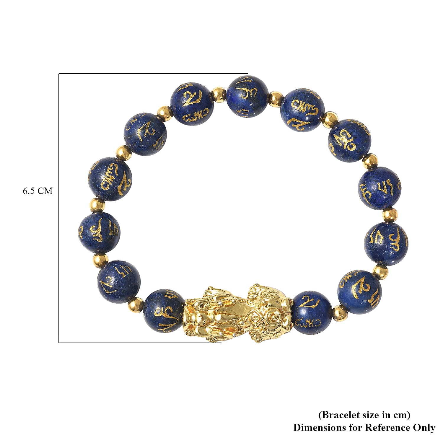 Lapis Lazuli Stretchable Bracelet (Size-6.5 - 7) in Yellow Tone