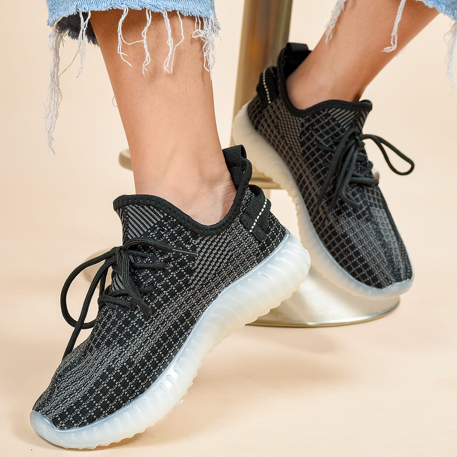 LA MAREY Lace-Up Trainers - Black & Grey