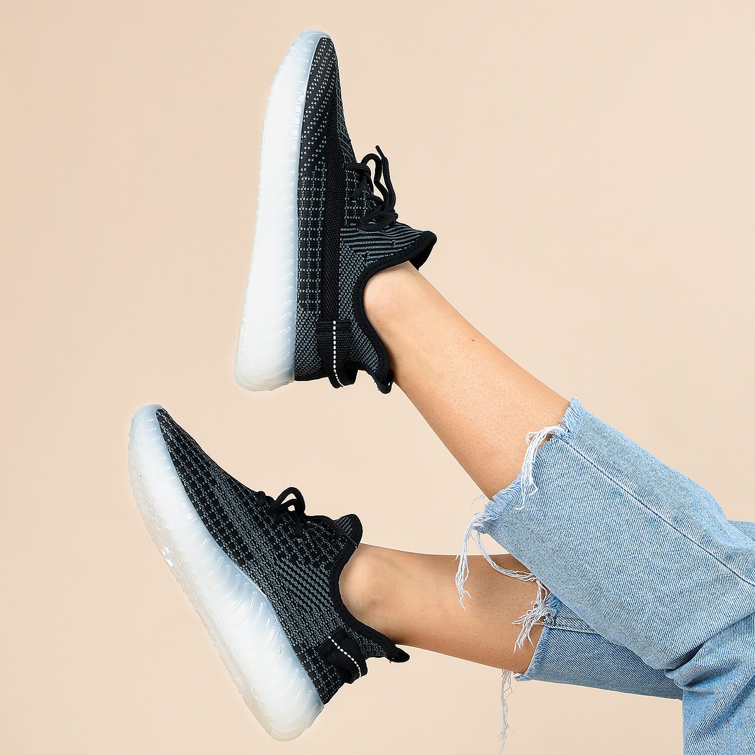 LA MAREY Lace-Up Trainers - Black & Grey