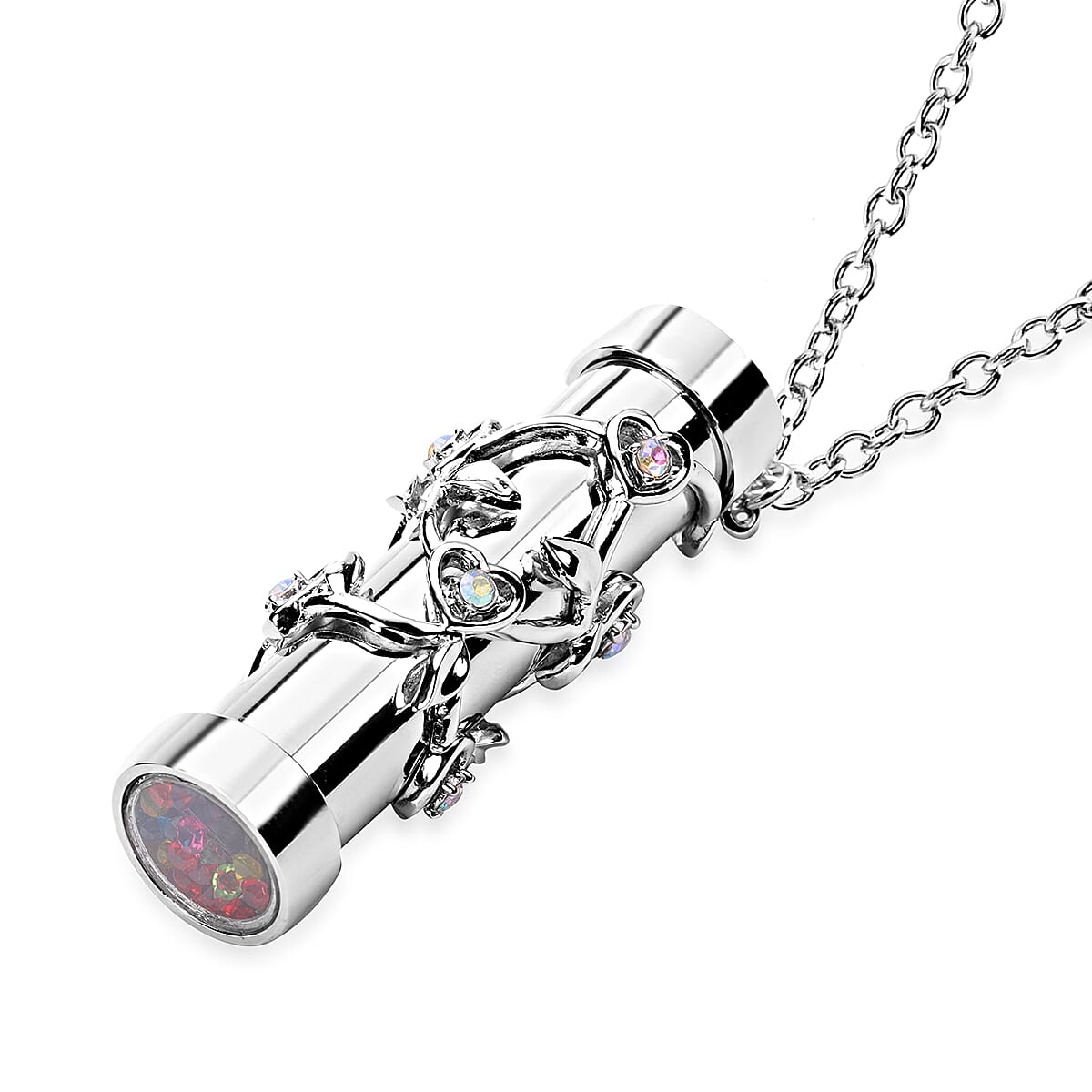 Multi Colour Austrian Crystal Kaleidoscope Necklace (Size 30 With 2 Inch Extender) in Silver Tone